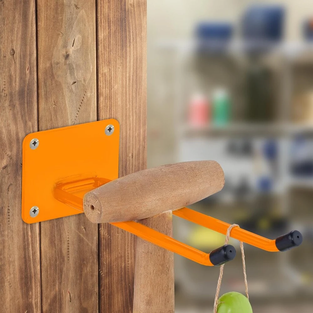 Relaxdays tvirtas 24 cm sodo įrankių laikiklis, plieno oranžinis sieninis kabliukas