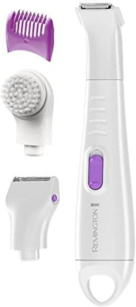 Remington bikini rinkinys smooth & silky Wpg4035, atsparus vandeniui, įsk. šveitimo šepetėlis, mini folijos skutimosi priedas, šukų priedas, baltas