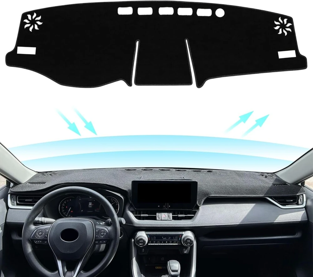 Remoch Toyota Rav4 2019-2022 pritaikytas prietaisų skydelio uždangalas, centrinės konsolės uždangalas, apsauga nuo saulės Rav 4-pad (juodas apvadas)