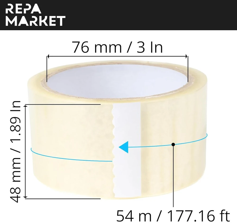 Repa Market 6 skaidrios pakavimo juostos ritinėliai, 48 mm x 54 m - akrilinė skaidri juosta - itin skaidri ir diskretiška polipropileninė pakavimo juosta - pakavimo juostos ritinėliai - itin skaidri siuntų juosta