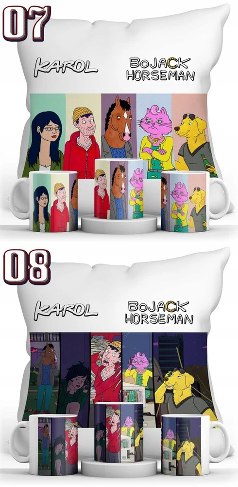 Resolid Bojack Horseman puodelio, pagalvės ir vardo rinkinys