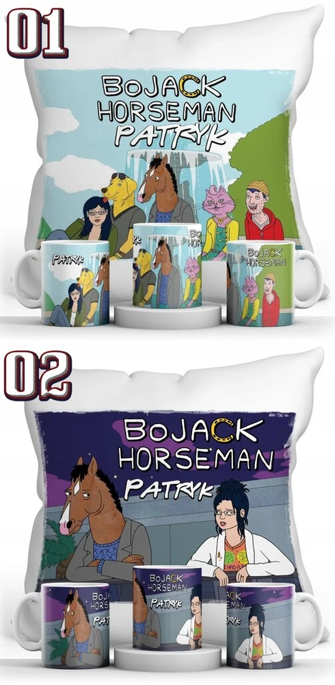 Resolid Bojack Horseman puodelio, pagalvės ir vardo rinkinys