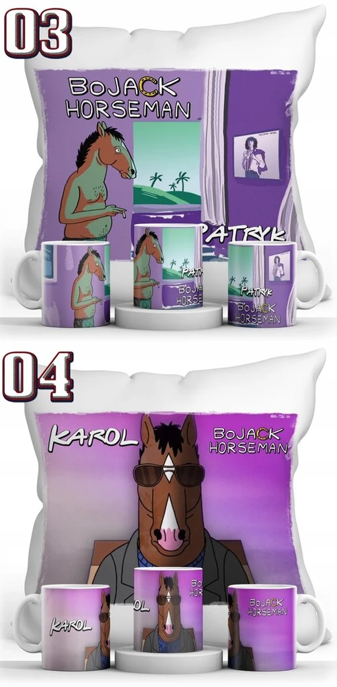 Resolid Bojack Horseman puodelio, pagalvės ir vardo rinkinys