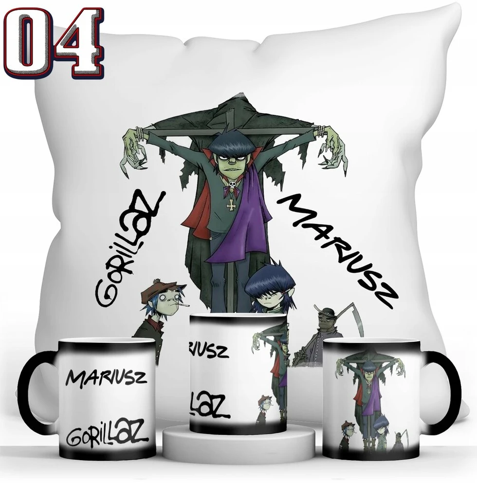 Resolid magiškas puodelis Gorillaz + pagalvė + vardas