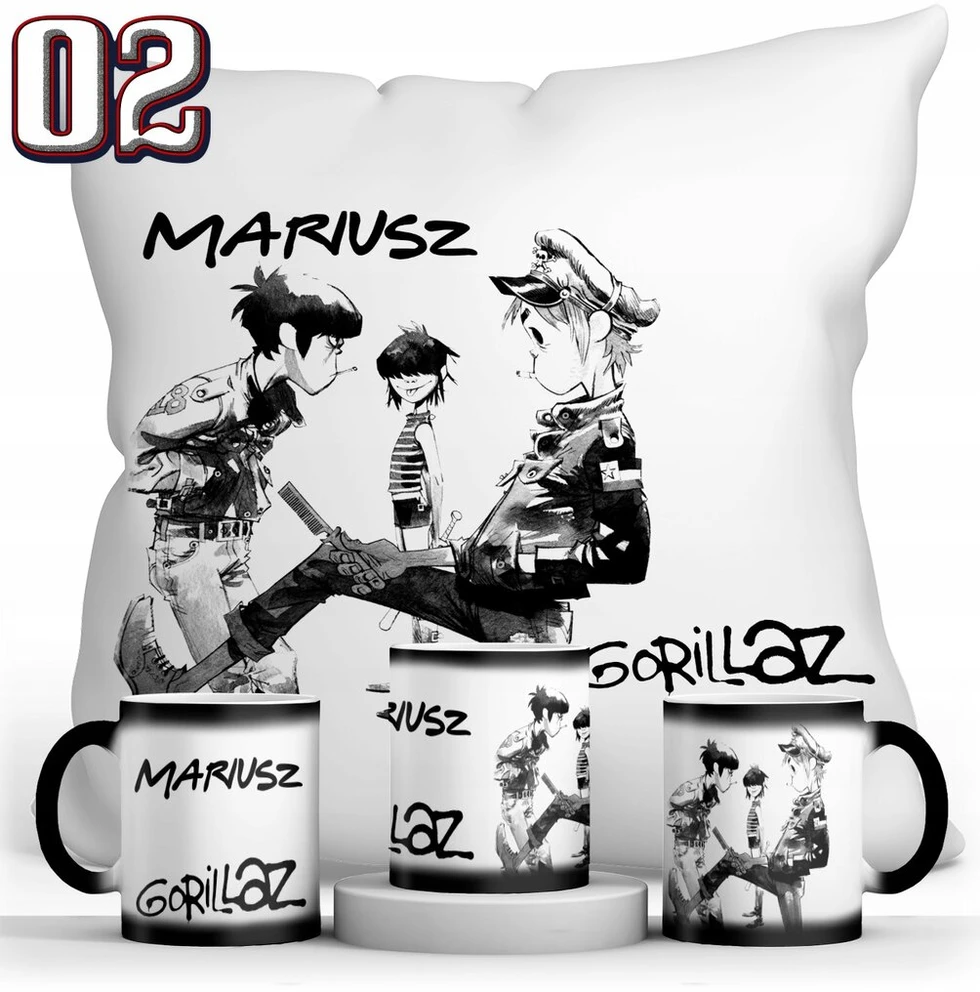 Resolid magiškas puodelis Gorillaz + pagalvė + vardas