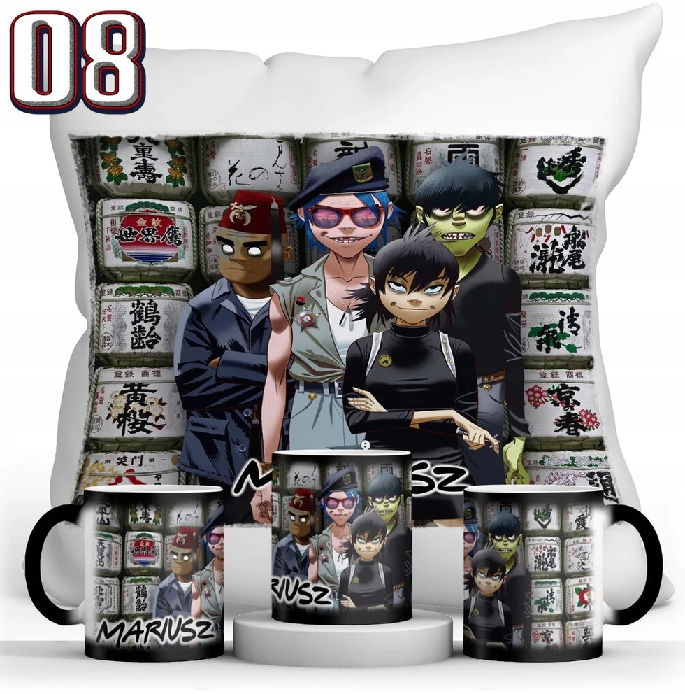 Resolid magiškas puodelis Gorillaz + pagalvė + vardas