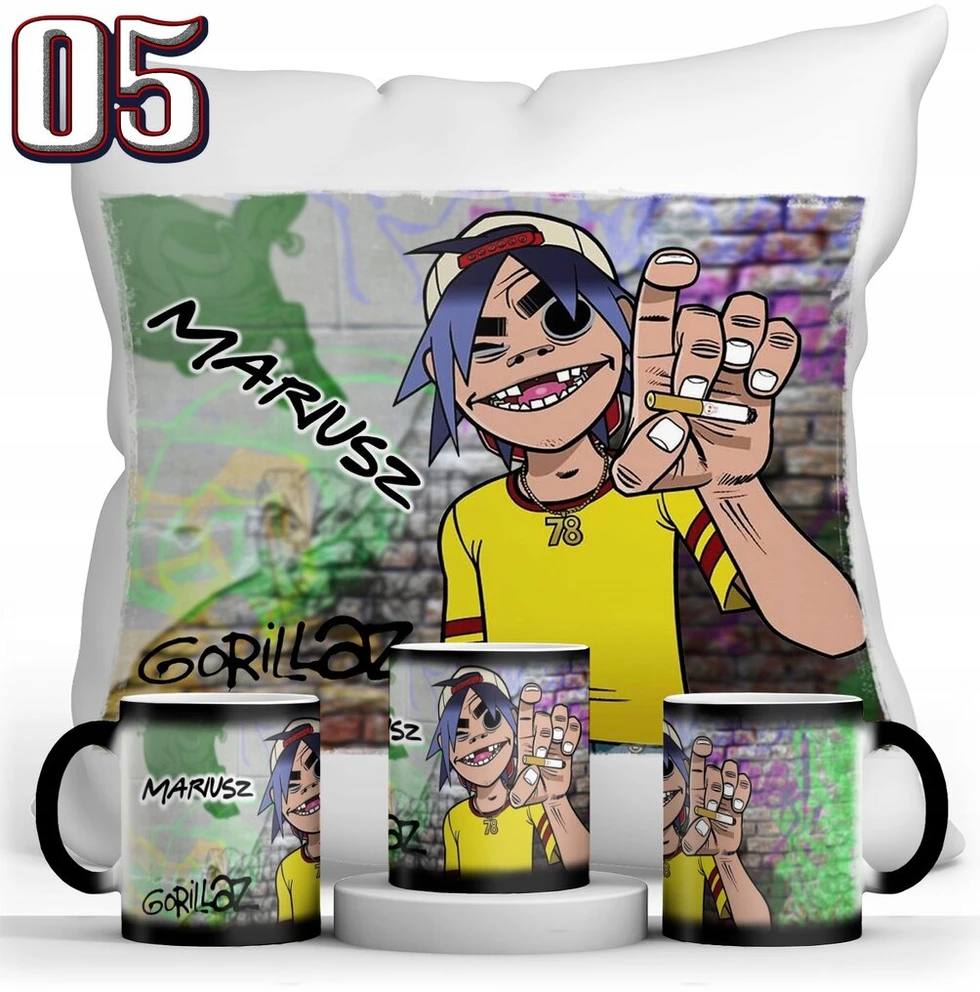 Resolid magiškas puodelis Gorillaz + pagalvė + vardas