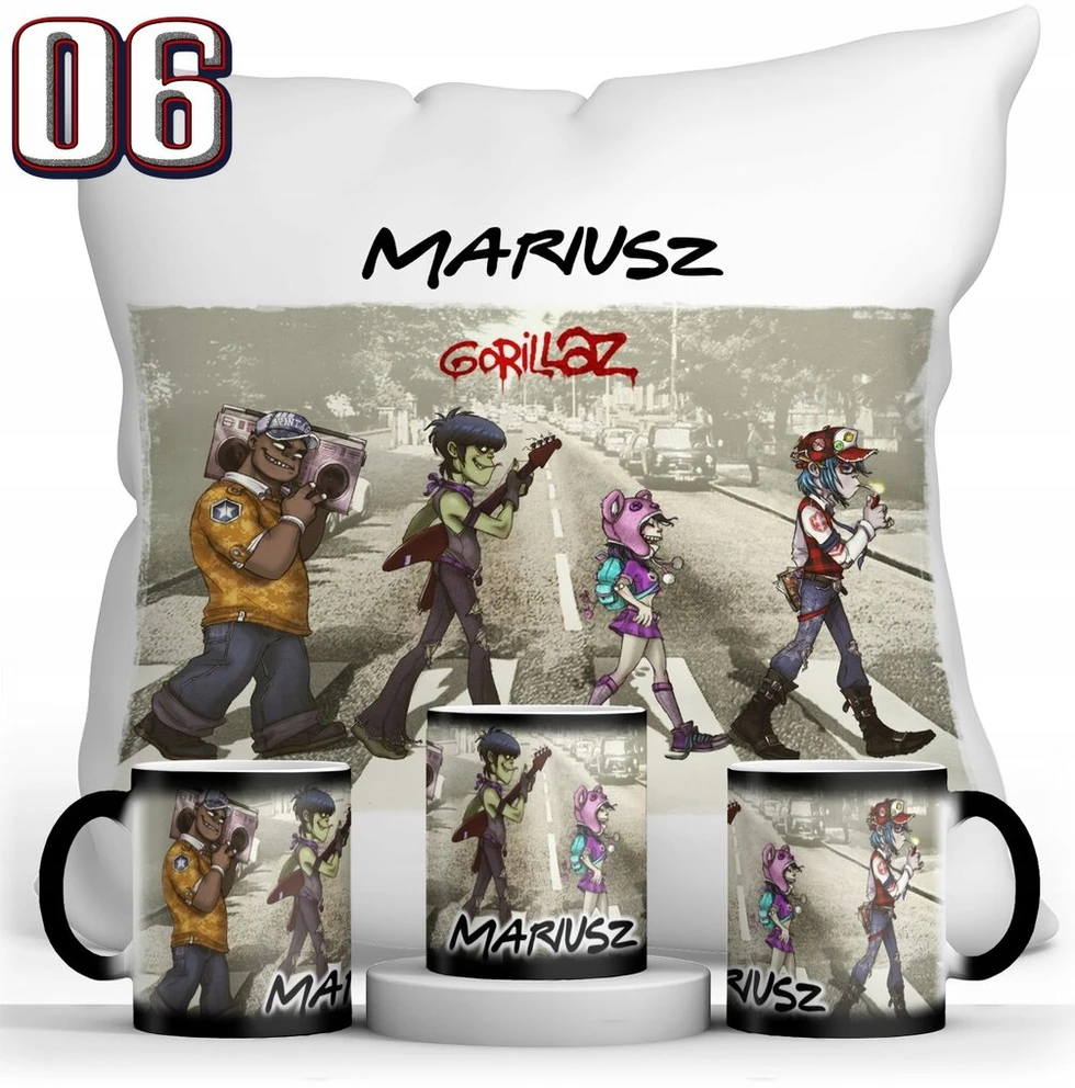 Resolid magiškas puodelis Gorillaz + pagalvė + vardas