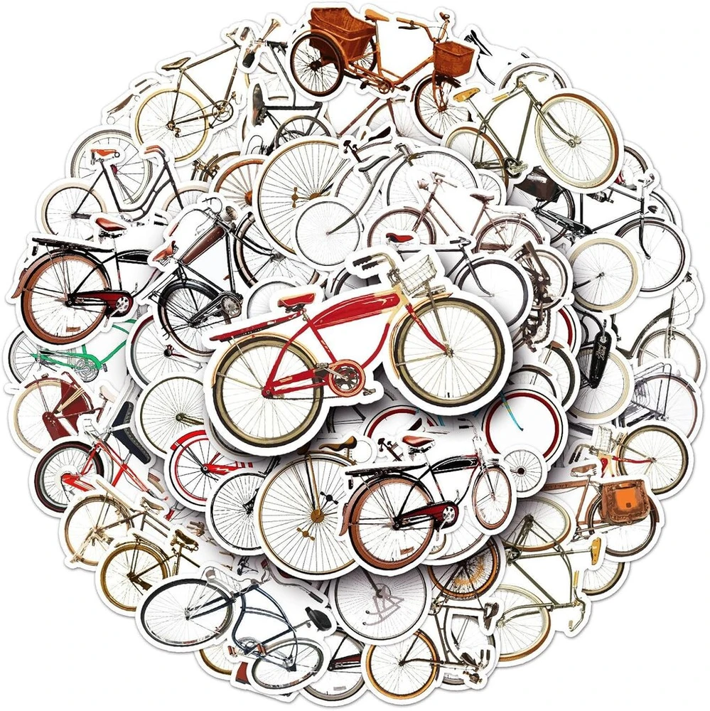 Retro Bicycle lipdukai nešiojamam kompiuteriui (50 vnt.), dovana vaikams, paaugliams, suaugusiems, berniukams