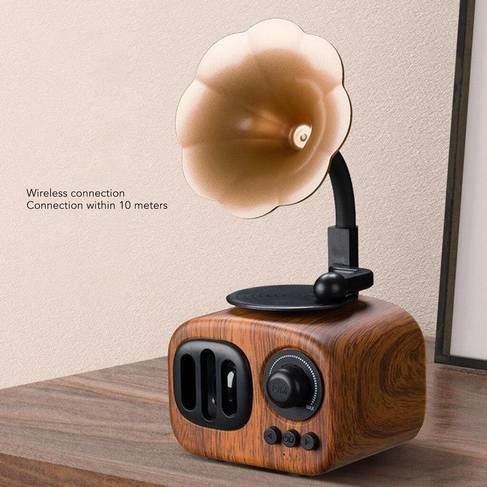 Kompiuterio kolonėlės Retro Bluetooth Garsiakalbis su Senoviniu Gramofono Dizainu