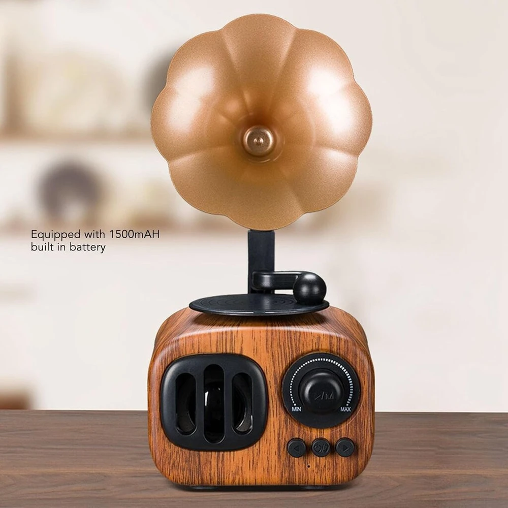 Kompiuterio kolonėlės Retro muzikos kolonėlė, senovinis radijo imtuvas, gramofono formos, bt kolonėlė, senovinis usb muzikos grotuvas su medžio imitacija namams, vakarėliams, biurui