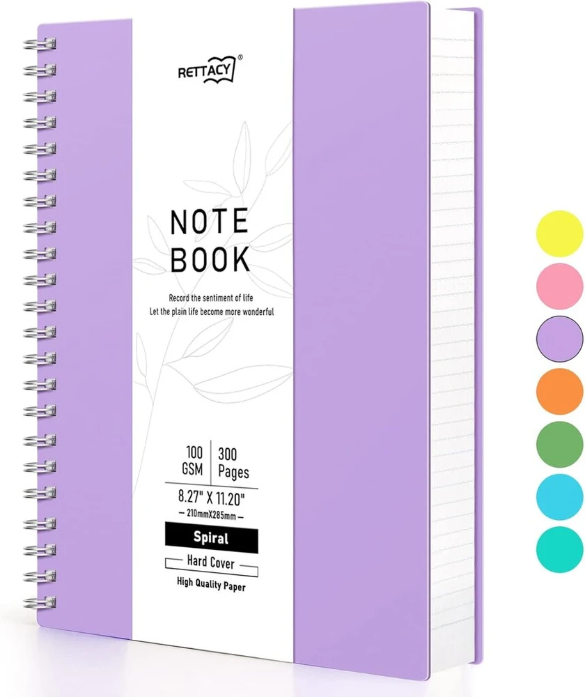 Rettacy A4 sąsiuvinis, 150 lapų, 100 gsm popierius, Pvc viršelis - violetinis