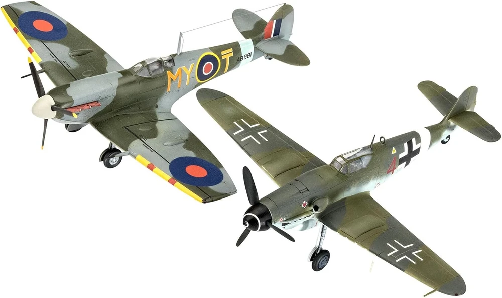 Revell modelių rinkinys Combat Set Bf109g-10 ir Spitfire Mk.v I Detalios kopijos I Skalė 1:72 I Autentiški lipdukai ir komponentai I Tinka modeliuotojams nuo 10 metų, vidutinis