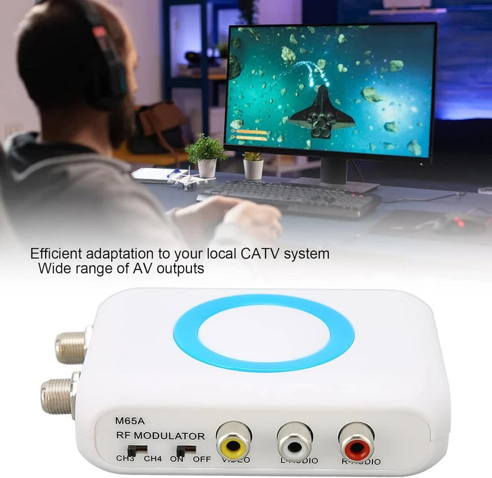 Televizorius Rf modulatorius rca coaxial į rf keitiklis vhf demoduliatoriaus adapteris ant įvestis av į rf coaxial kabelis agile modulatorius tv jungiklis composite video į analog ntsc coaxial kabelis