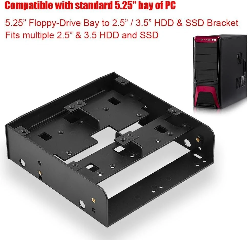 Richer-r kietojo disko montavimo rėmo rinkinys, 5.25 colio į 2.5/3.5 colio hdd/ssd laikiklio rėmas, diskelio įlankos kietojo disko mobiliojo rėmo adapterio laikiklis, juodas