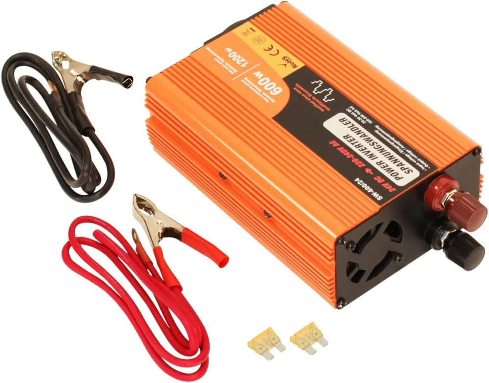 Ricoo Sw-600/24 keitiklis su usb | 24v į 230v / 220v jungtis | 600w - 1200w | Inverteris / galios inverteris nešiojamam kompiuteriui automobilyje, įkroviklio keitiklis mobilus namų inverterio adapteris maitinimo keitiklis automobilinis įkroviklis sunkveži