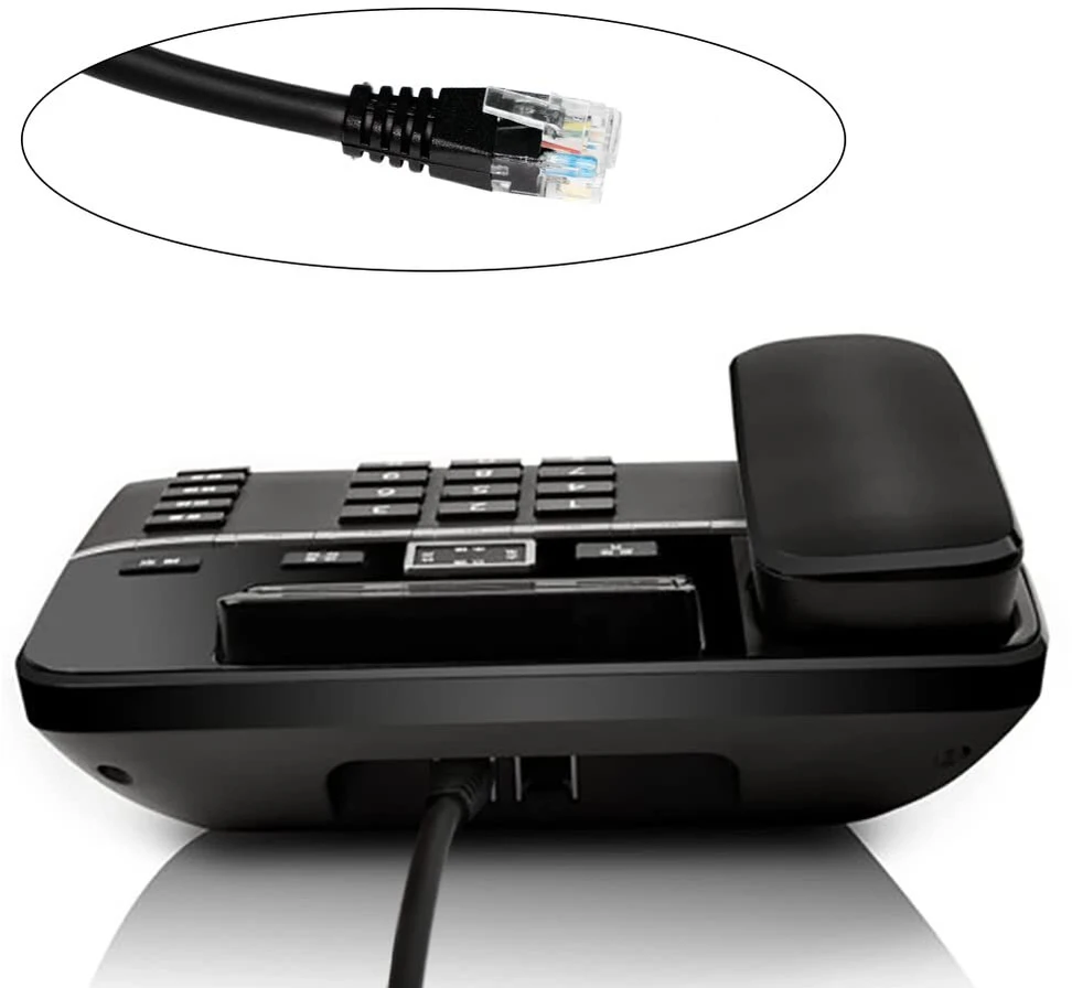 Riieyoca Rj12 telefono laidas, 6p6c nuo vyriško iki vyriško telefono tiesus laidinis kabelis, ištraukiamas spyruoklinis kabelis - išsitempia iki 1,5 m