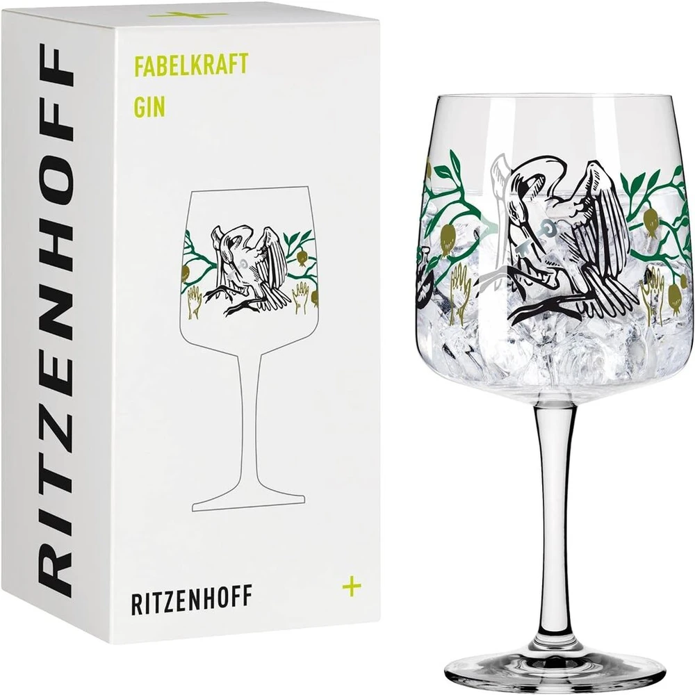 Ritzenhoff 3458003 gin stiklinė, 700 ml, serija fabelkraft motyvas nr. 3, kokteilinė stiklinė, gandro iliustracija, pagaminta vokietijoje