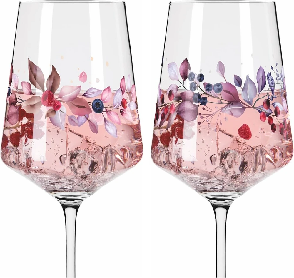 Ritzenhoff Sprizz 6011002 aperityvo taurių rinkinys iš 2 vnt., 500 ml, Summer Sonett serija, vaisiai ir šakelės, spalvingas, pagaminta Vokietijoje