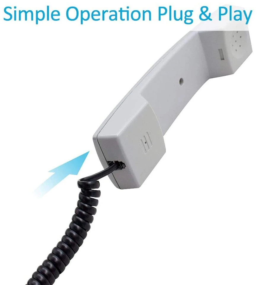 Rj9 (4p4c) Spiralinis telefono laidas, 1.2m, baltas