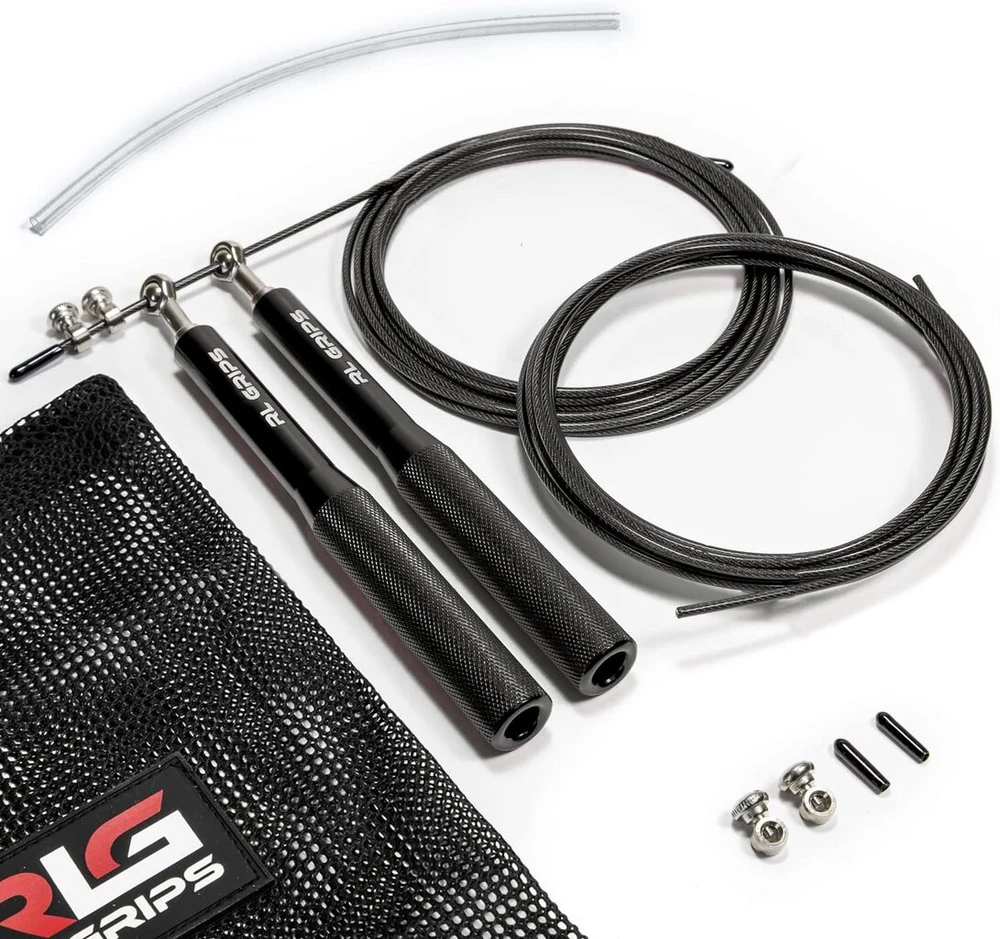 Rl Grips® aliumininis crossfit šokdynė su neslystančia rankena - šokdynė su 2 mm trosu - šokdynė kardio treniruotėms, šokdynė sporto salei