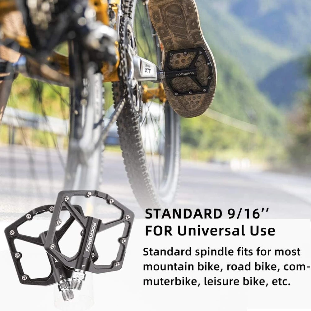 Rockbros dviračio pedalai, skirti plento dviračiams, aliuminio platformos pedalai, itin lengvi neslystantys dviračio pedalai 9/16 colio Mtb, elektriniams ir miesto dviračiams