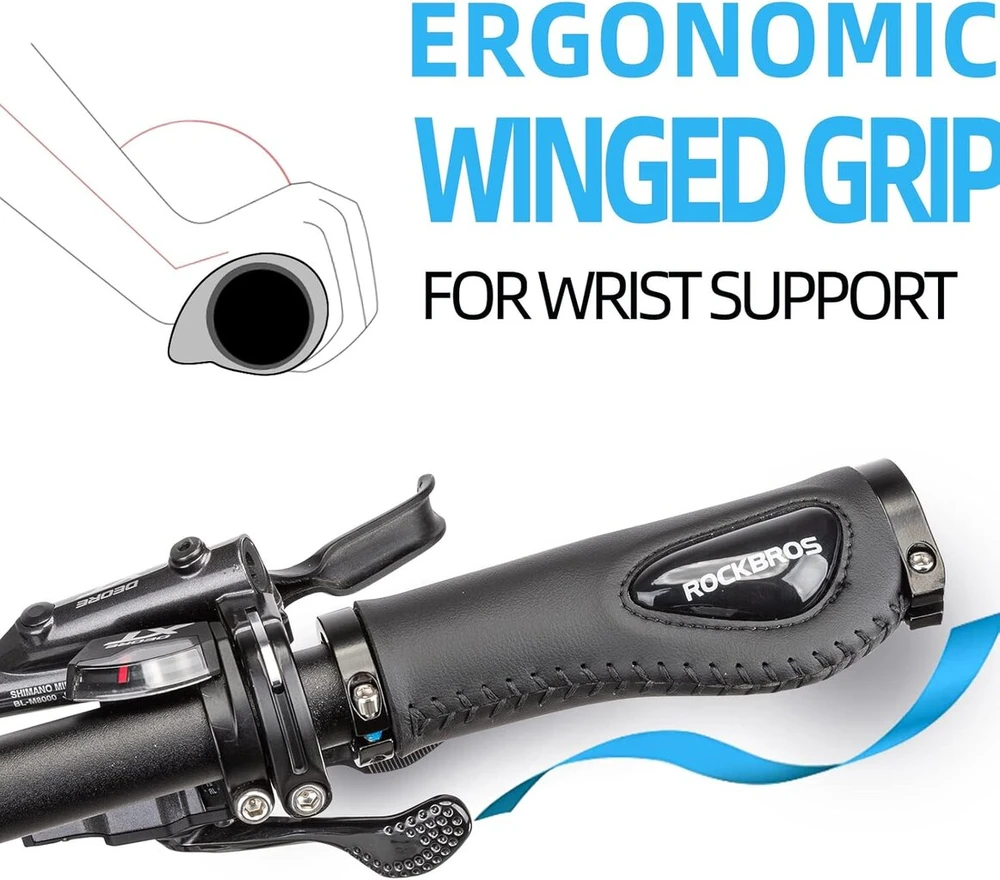 Rockbros Ergonomiškos dviračio rankenos su užraktu, skirtos Mtb, plento, trekingo, elektriniams, miesto ir sulankstomiems dviračiams, 22,2 mm