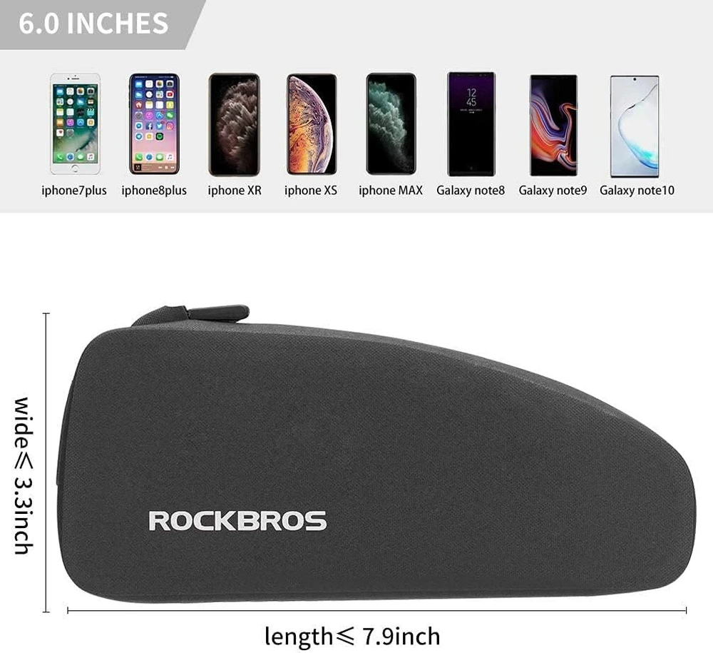 Rockbros vandeniui atsparus dviračio rėmo krepšys, tvirtinamas ant viršutinio vamzdžio, skirtas kalnų ir plento dviračiams, 1,6 l / 1 l, dviračio priedai, m/l