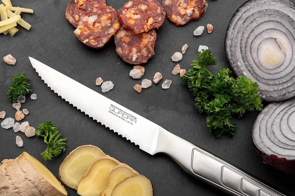 Rockingham Forge Quadra 4.5 colių kepsnių peilis su ašmenimis ir ergonomiška rankena, pagamintas iš vokiško plieno, 11.5 cm