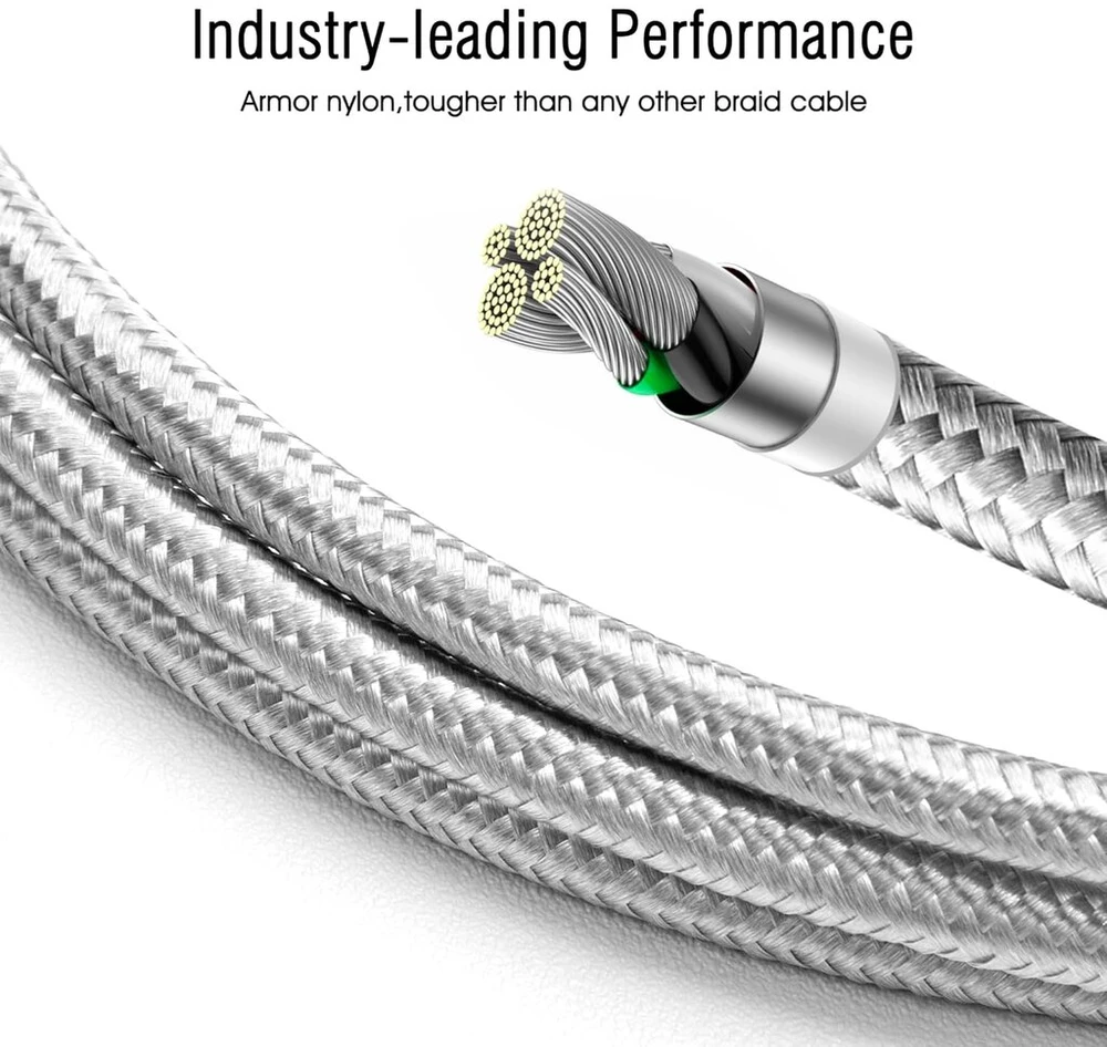 Roficord Usb Type C įkrovimo laidas, 3a, [2 vnt. 3m+3m] stačiu kampu 90 laipsnių greito įkrovimo pintas laidas, suderinamas su Galaxy S10, S9 ir kitais Type-c įrenginiais (3m+3m, juodas)