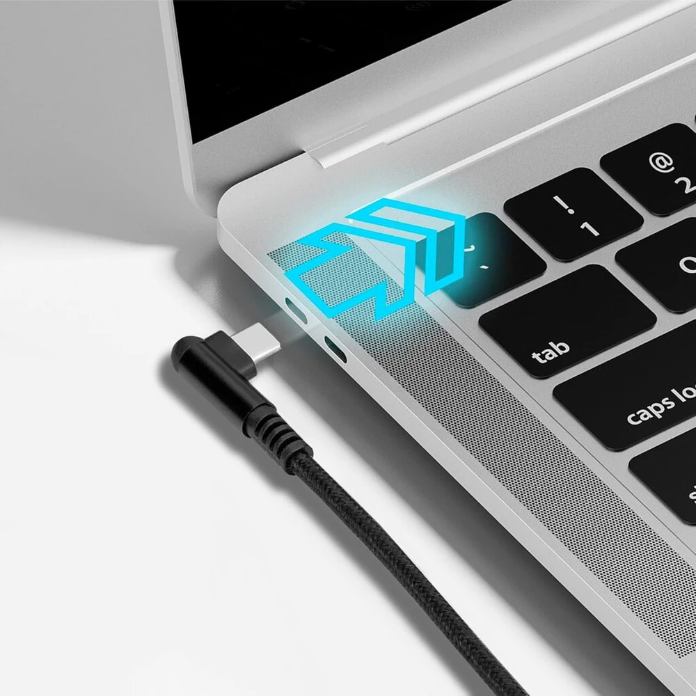 Roficord Usb Type C įkrovimo laidas, 3a, [2 vnt. 3m+3m] stačiu kampu 90 laipsnių greito įkrovimo pintas laidas, suderinamas su Galaxy S10, S9 ir kitais Type-c įrenginiais (3m+3m, pilkas)