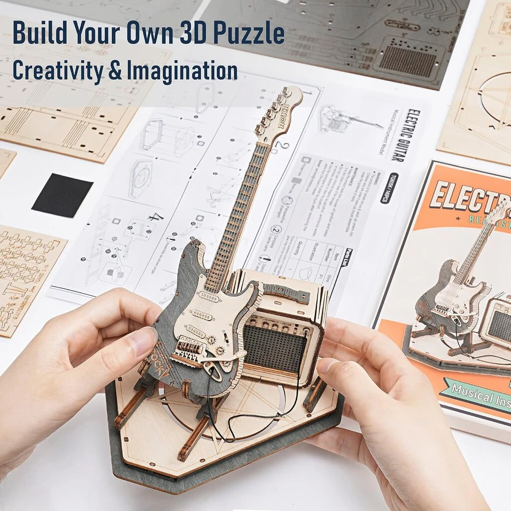 Rokr 3d medinė dėlionė - Gitaros modelis