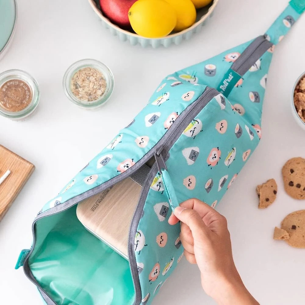 Roll'eat ® - Eat'n'out Mini Mr. Wonderful | Vandeniui atsparus daugkartinio naudojimo šaltkrepšis su užtrauktuku | Transformuojamas į staltiesę | Be Bpa | Sushi