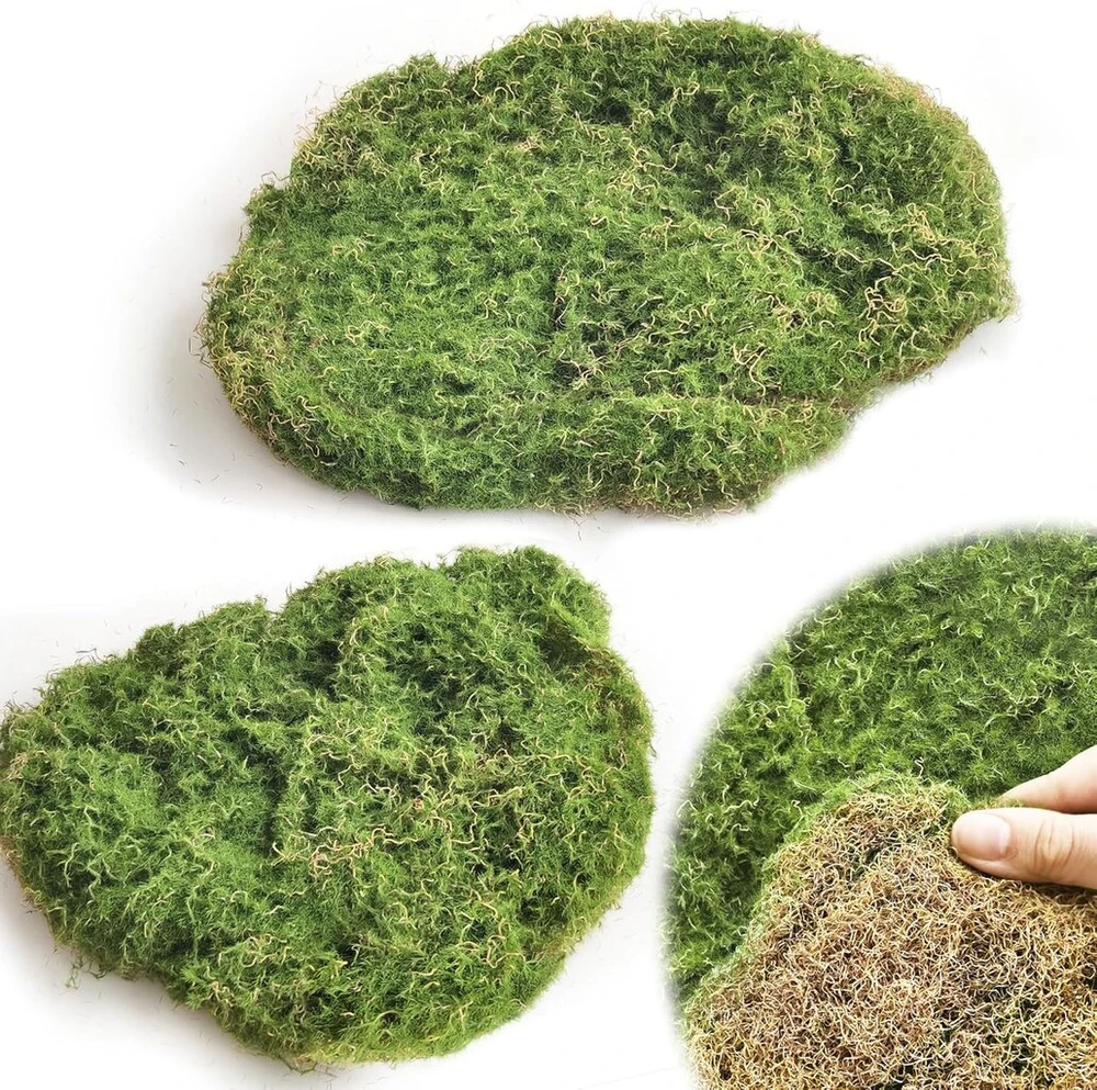 Rollway 2 vnt. dirbtinių samanų amatams, dekoratyvinė samanų plokštė 17–22 cm, meninės samanos dekoravimui, dirbtinės samanos, netikros dekoratyvinės samanos, amatinės samanos, samanų kilimėliai sienai, prakartėlėms, akvariumui, prakartėlėms