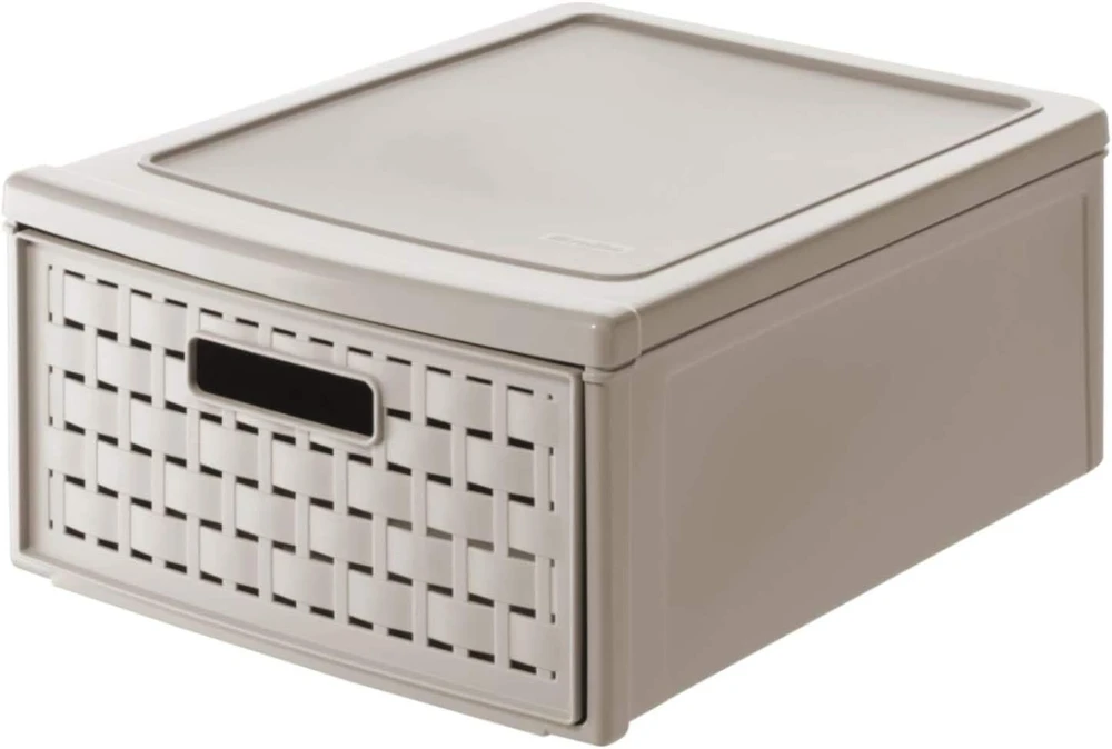 Rotho Country 8,3 litro stalčiaus dėžė su 1 stalčiumi, rotango išvaizdos, pagaminta iš polipropileno (pp) plastiko, be bpa, mažas dydis (35 x 26 x 14,5 cm), antracito spalvos