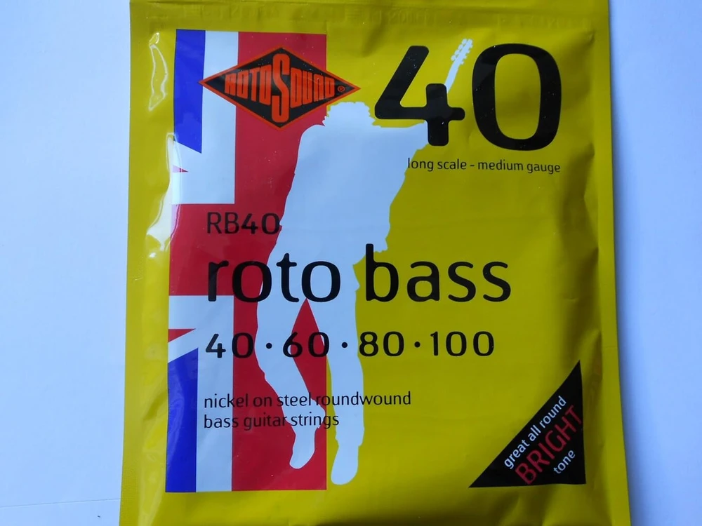 Rotosound Nickel Medium Gauge Roundwound bosinės gitaros stygos (40 60 80 100)