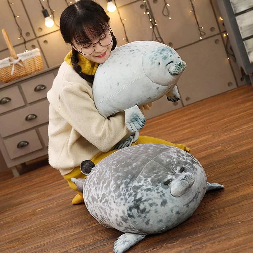 Ruonis pliušinis žaislas, 60 cm ruonio minkštas gyvūno pagalvėlė, miela gyvūno lėlė, purus kimštinis žaislas, miela animacinio filmo ruonio pagalvėlė, kimštinis pliušinis žaislas, apkabinimo pagalvėlė, pliušinė pagalvėlė, žaislinė dovana