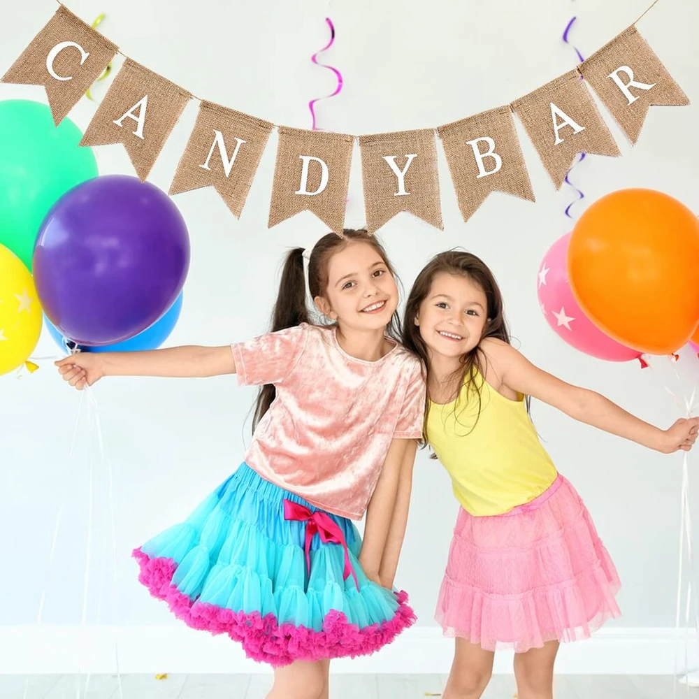 Rustic Vintage Candy Bar girliandos reklaminis skydelis iš lino, Candy Bar dekoravimo reikmenys vestuvėms gimtadienio Candy Bar girliandos reklaminis skydelis vestuvių vakarėliui gimtadienio dekoravimo renginių reikmenys nuotraukų rekvizitai