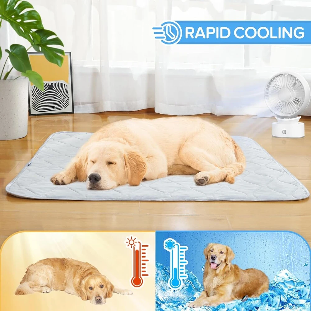 Rywell vėsinantis pledas šunims ir katėms, savaime vėsinantis šunų kilimėlis arc-chill q-max > 0.5, vasarinis skalbiamas naminių gyvūnų pledas, šunų kilimėlis apsaugo lovą ir sofą - pilkas - xl 150 x 200 cm