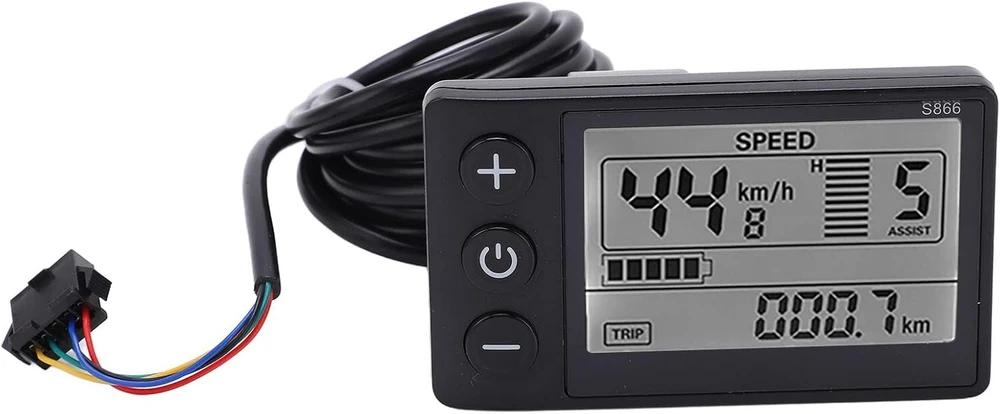 S866 dviračio kompiuteris Lcd matuoklis elektriniams dviračiams, 24v 36v 48v elektrinio paspirtuko valdymo skydelis su Sm kištuku dviračio spidometras odometras 22.2mm vairui