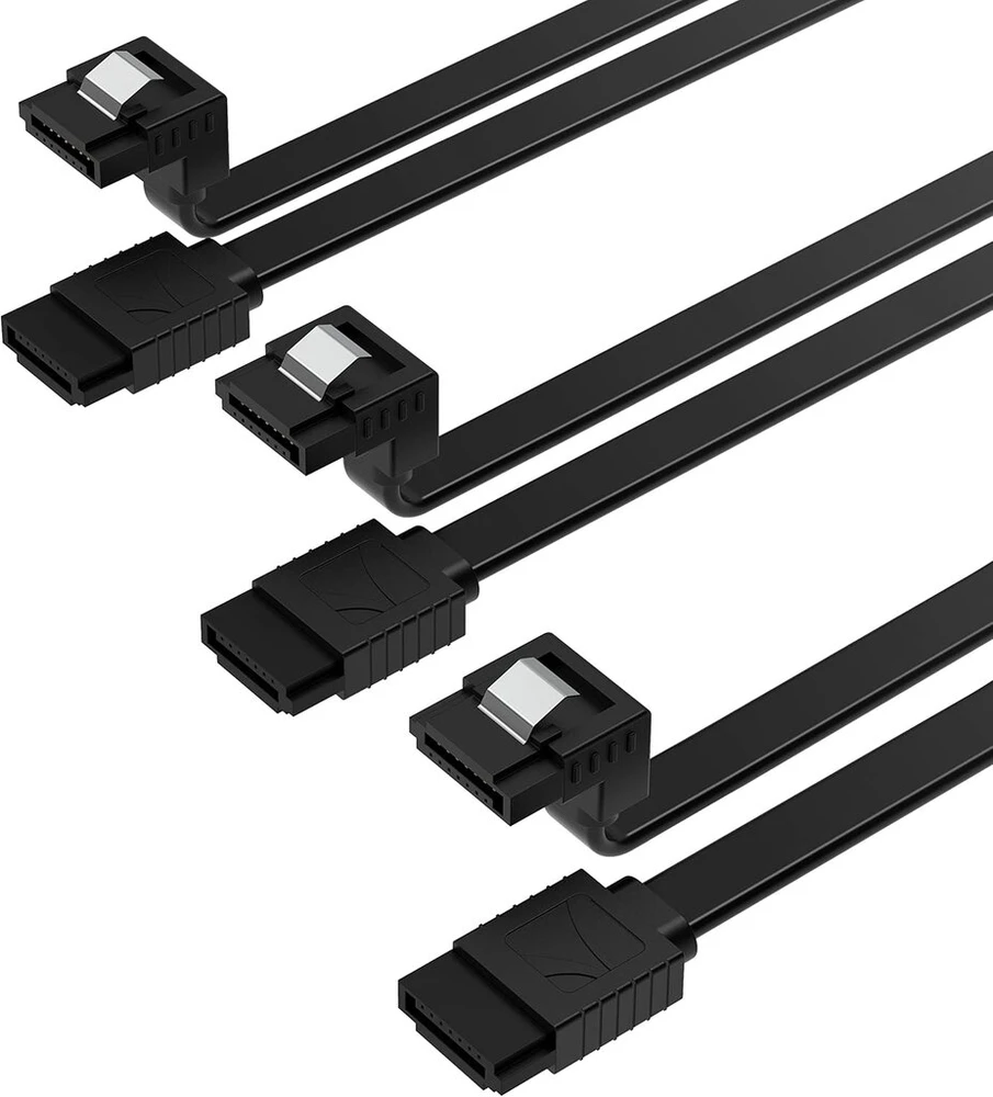 Sabrent Sata Iii (6 Gbps) stačiakampis duomenų kabelis su fiksatoriumi Hdd / Ssd / Cd ir Dvd diskams (3 vnt. - 0,5 m) juodas (cb-srk3)