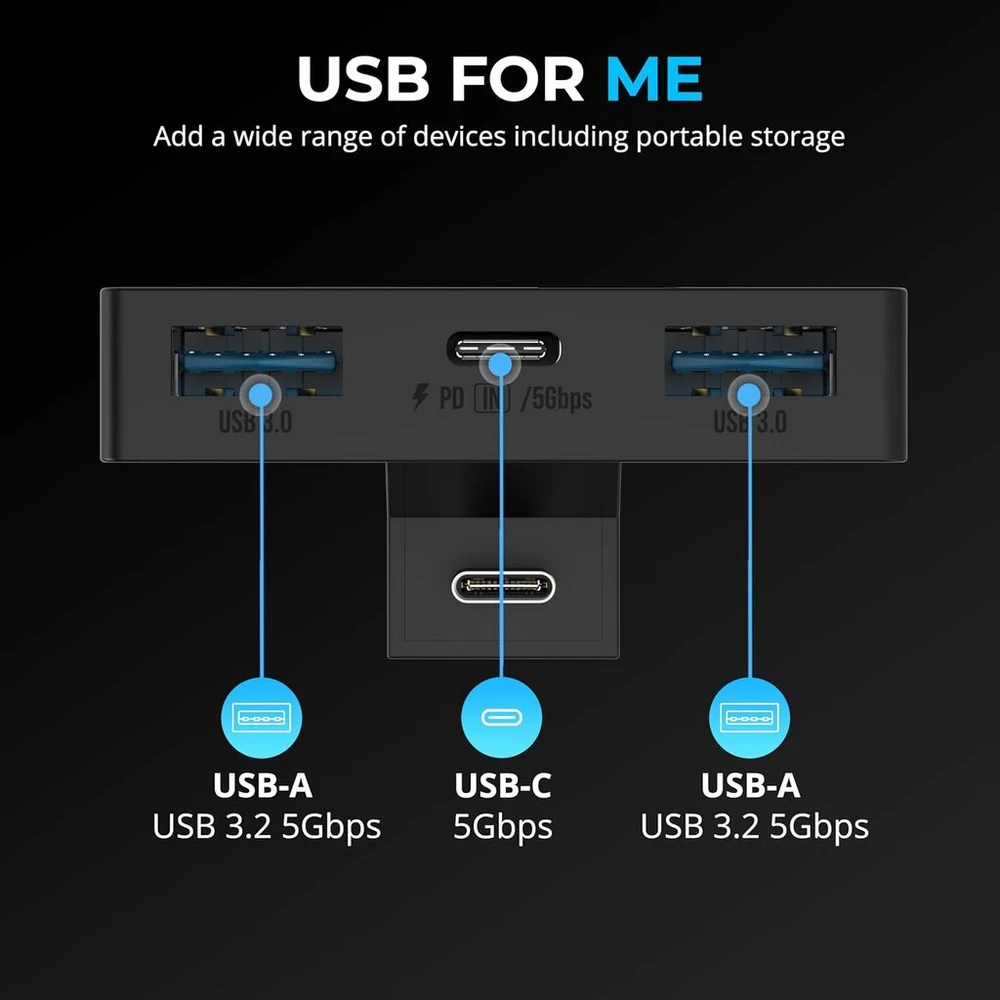Sabrent Usb-c 3 prievadų žaidimų stebulė Steam Deck