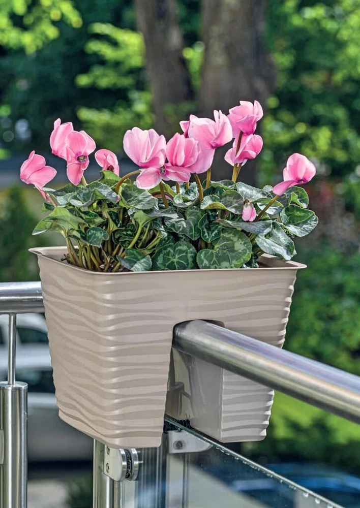 Sakinimo dėžė balkono turėklams "sahara" 27cm, šviesiai pilka