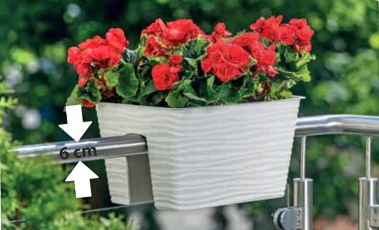 Sakinimo dėžė balkono turėklams "sahara" 27cm, šviesiai pilka