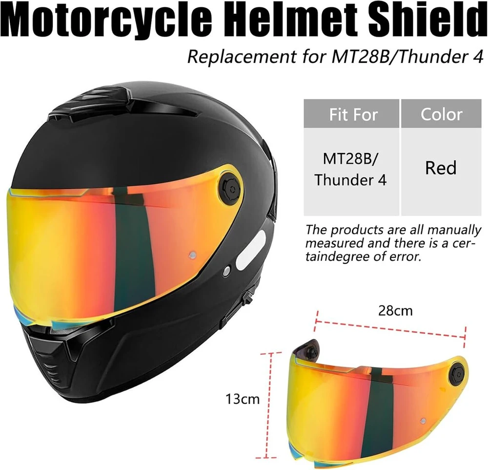 Šalmo stikliukas mt-v-28b/thunder 4 sv/stinger 2, motociklo šalmo stikliukas, motociklo apsauga nuo vėjo, šalmo lęšis, viso veido apsauga nuo uv spindulių (raudonas)