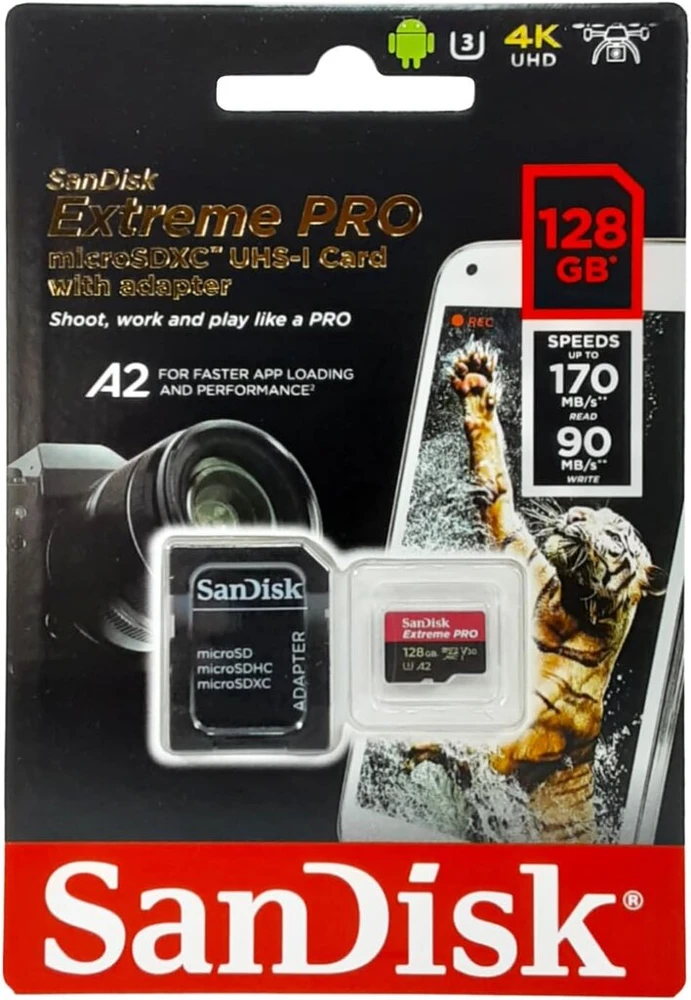 Atminties kortelė Sandisk Extreme 128gb Microsdxc kortelė