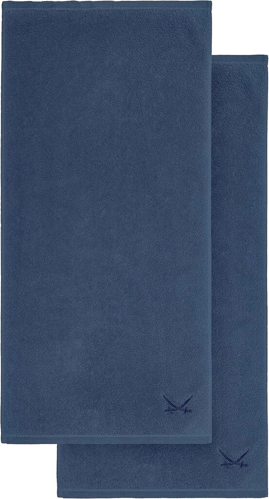 Sansibar vonios rankšluostis 70 x 140 cm su siuvinėtu Sabre logotipu, 100% medvilnė (2 vnt., mėlynas)