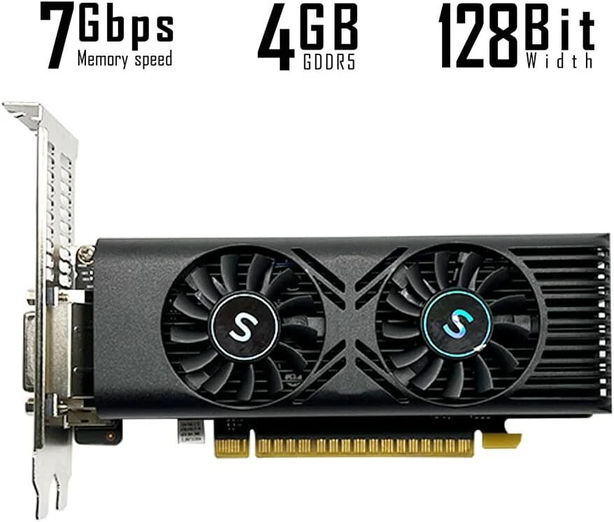 Saplos gtx 1050 vaizdo plokštė kompiuteriui, 4 gb gddr5 128 bitų, hdmi displayport dvi-d, kompiuterio gpu, žaidimų vaizdo plokštė, pci express x16, directx 12