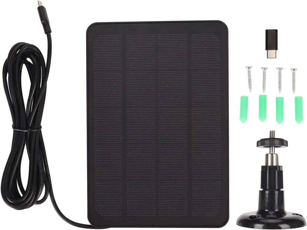 Saulės kameros baterijos panelė, 5v 4w stebėjimo kameros įkroviklis su micro Usb C, Ip65 vandeniui atsparus kameros įkroviklis, skirtas Eufycam, Essential Spotlight ir Xl Spotlight kameroms