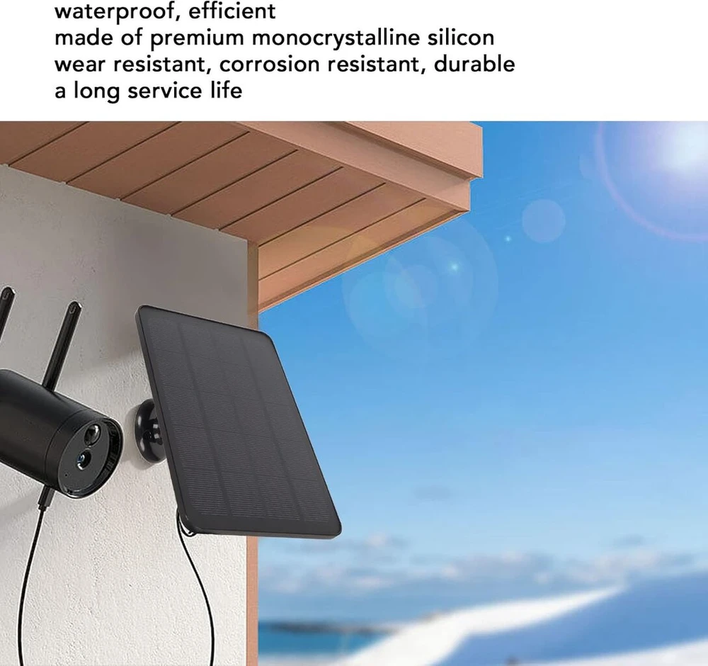 Saulės kameros baterijos panelė, 5v 4w stebėjimo kameros įkroviklis su micro Usb C, Ip65 vandeniui atsparus kameros įkroviklis, skirtas Eufycam, Essential Spotlight ir Xl Spotlight kameroms